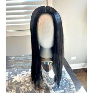 Candela Real Human Hair Womens Topper Clip In Hairpiece Silk Top Toupe Jet Blk